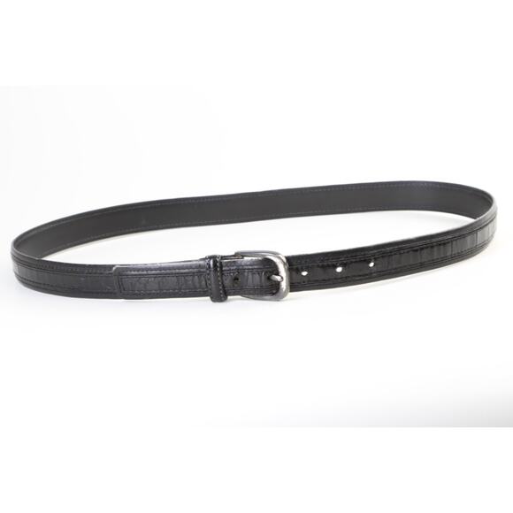Vintage Black Croc Embossed Classic Belt Alligator Print Leather Size 34 / 85 main image 9